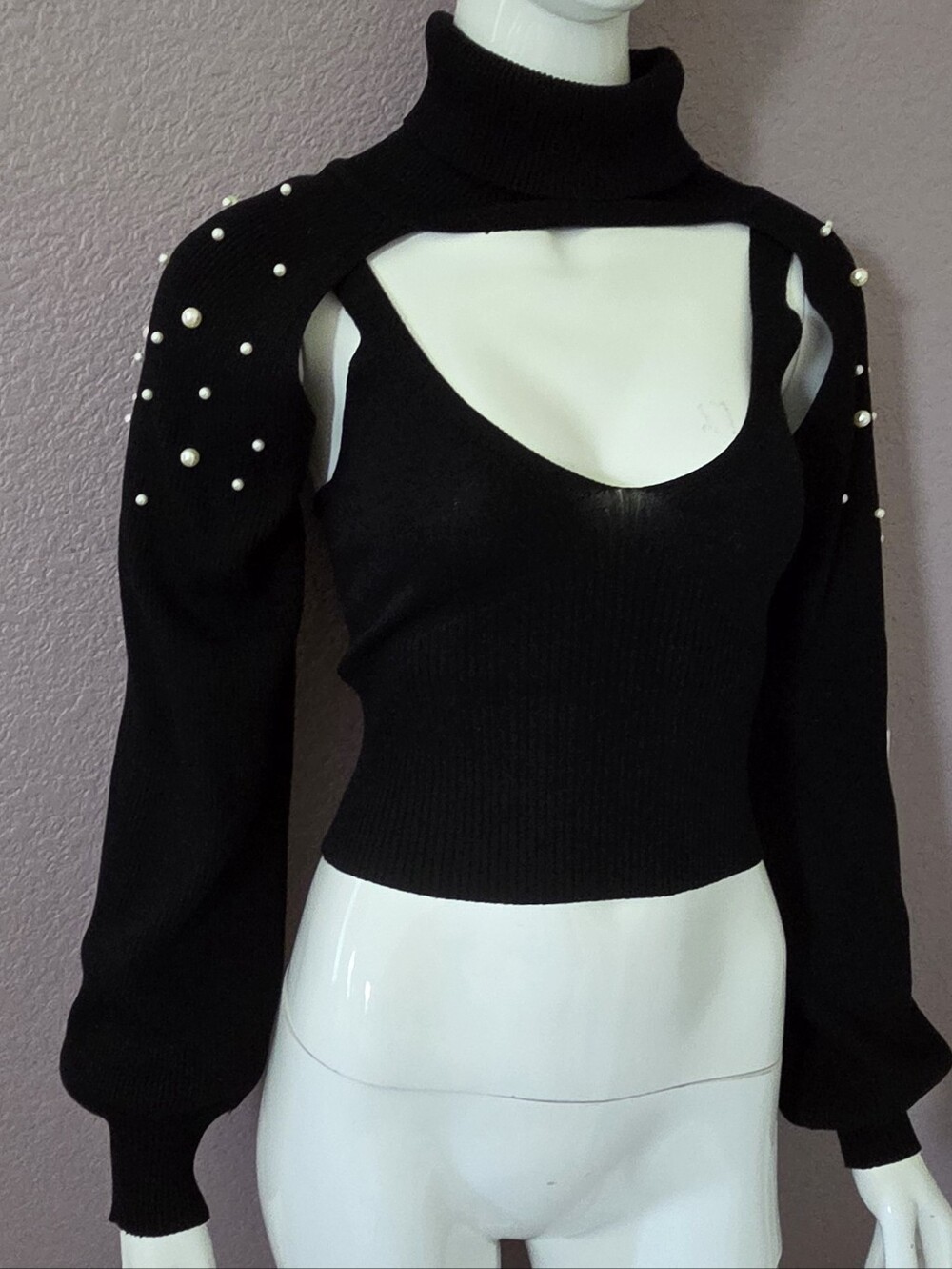 Shrug And Tank Top Set with Pearl Accents Small NWOT
